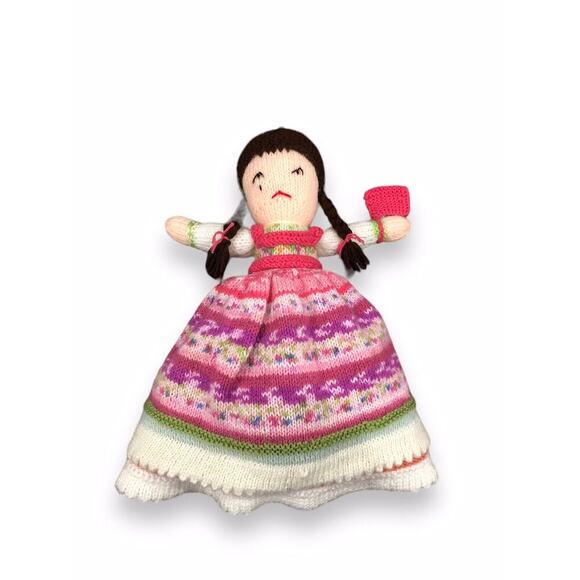 Topsy Turvey Knit Plush Handmade Doll - 2 Dolls in One - Reversible Happy Sad - Picture 2 of 16